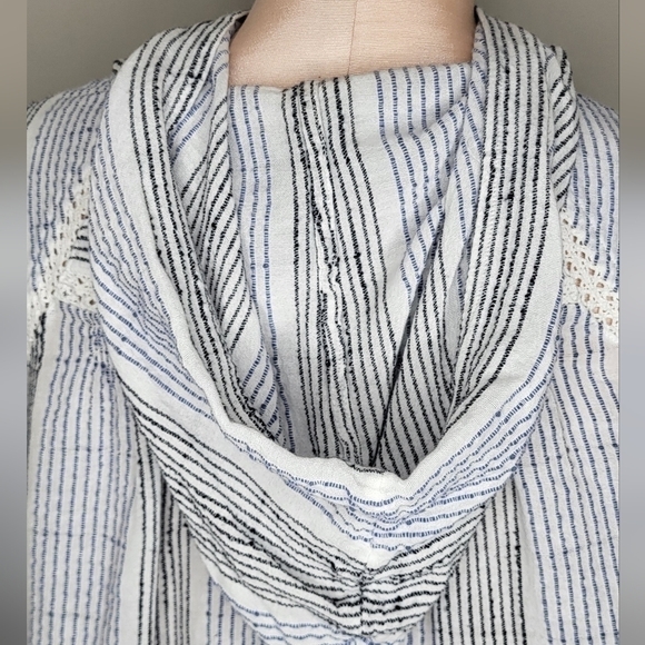 Free People Baja Babe Hooded Stripe Pullover Top Size Small $128 - Picture 6 of 10